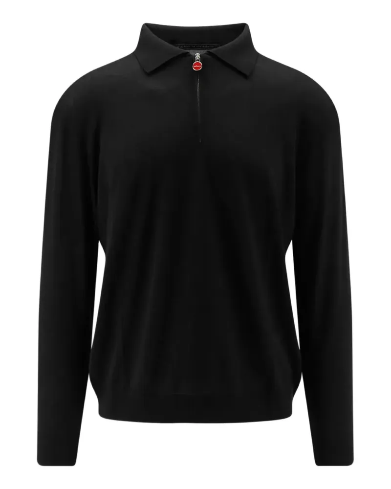 Kiton quarter-zip long-sleeve polo shirt - Schwarz Schwarz