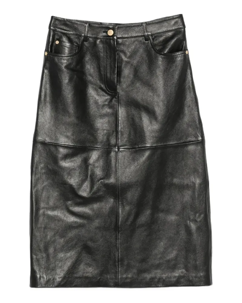 Max Mara Rock mit Lederbesätzen - Schwarz Schwarz