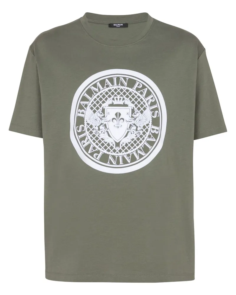 Balmain T-Shirt mit Münzen-Print - Grün Grün