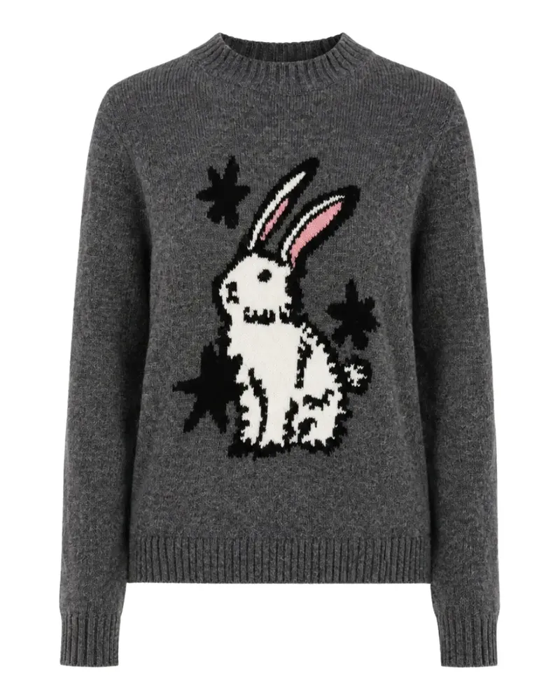 Max Mara rabbit-intarsia crew-neck sweater - Grau Grau