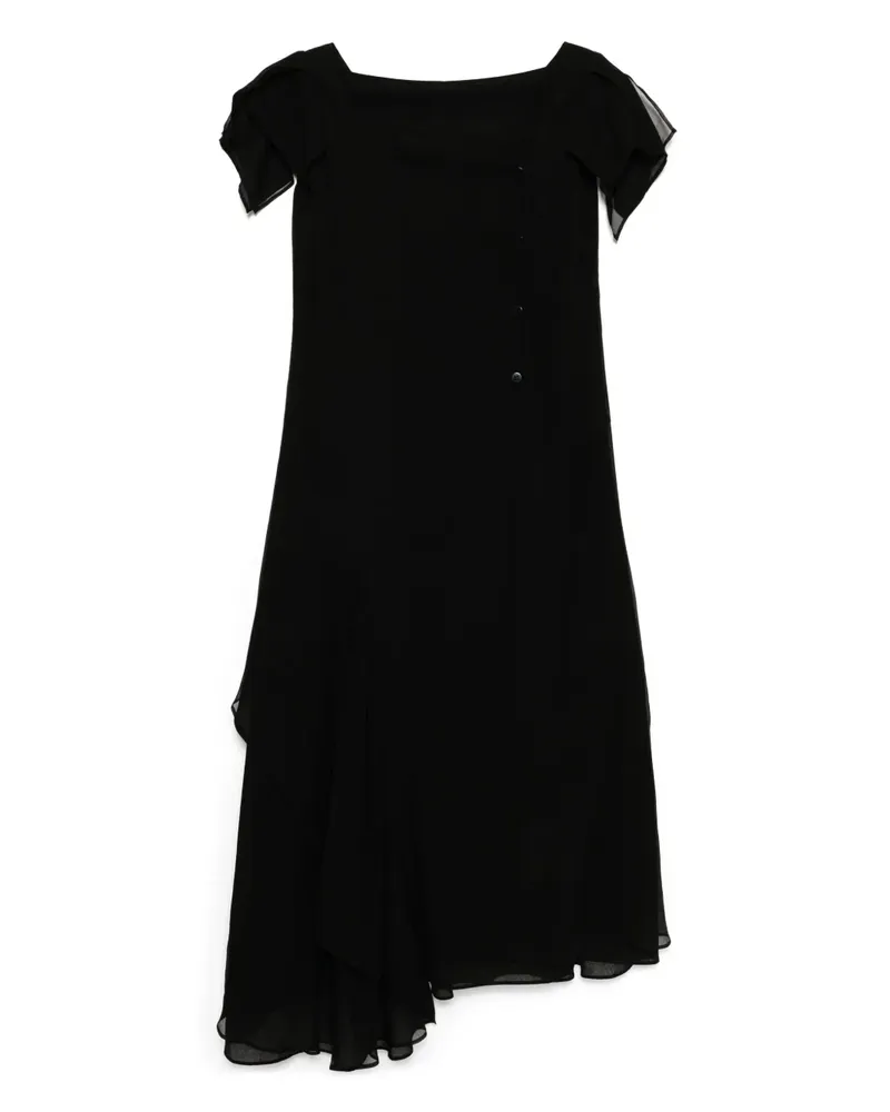 Yohji Yamamoto Drapiertes Kleid mit eckigem Ausschnitt - Schwarz Schwarz