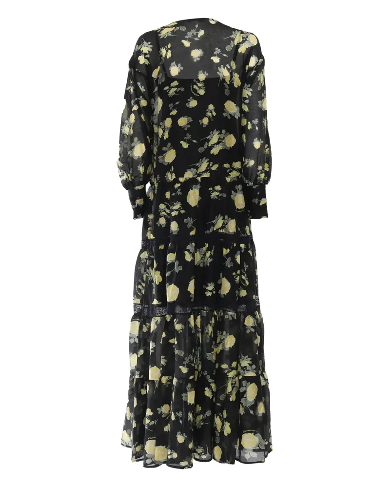Ermanno Scervino Gestuftes Kleid mit Blumen-Print - Schwarz Schwarz