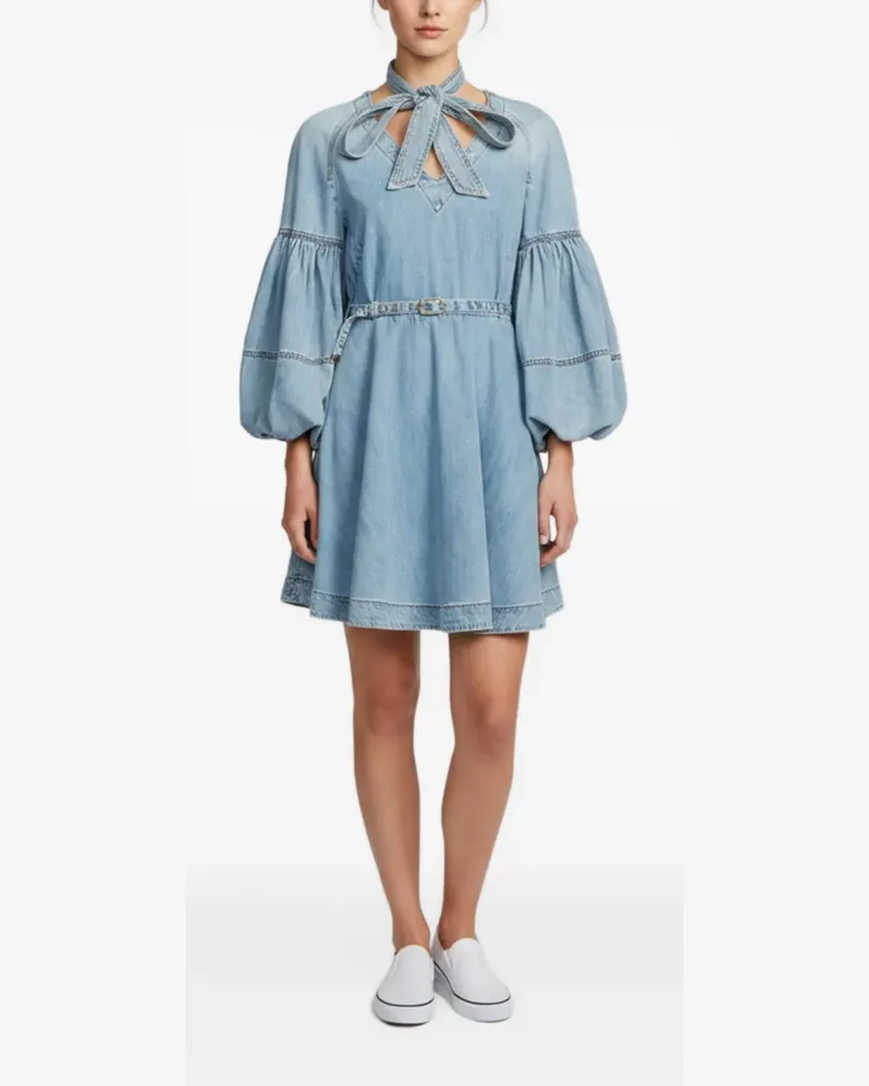 Zimmermann Minikleid mit Puffärmeln - Blau Blau