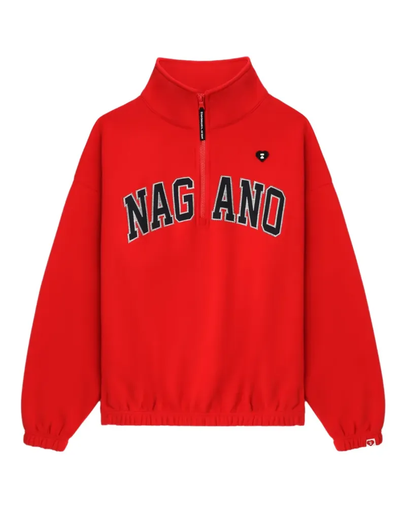 BAPE Sweatshirtjacke mit Reißverschluss-Applikation - Rot Rot