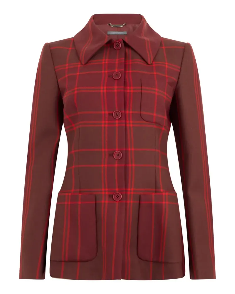 Alberta Ferretti Karierte Jacke mit Knopfleiste - Rot Rot