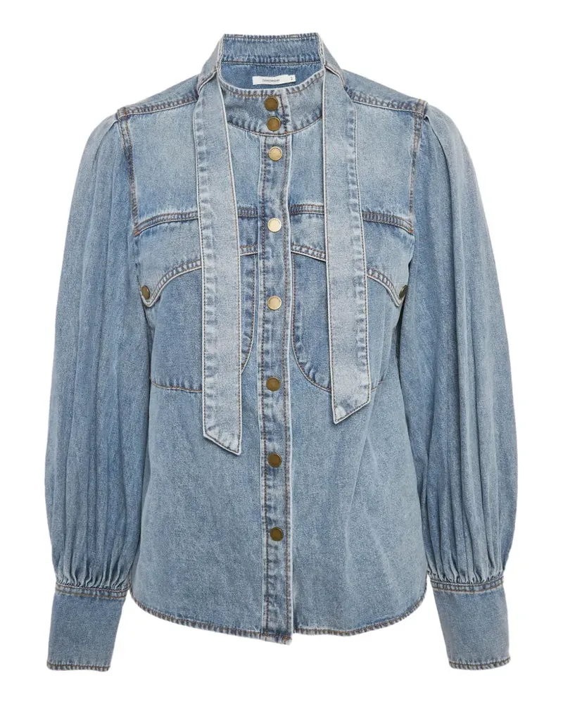 Zimmermann Jeansbluse mit Schleifenkragen - Blau Blau
