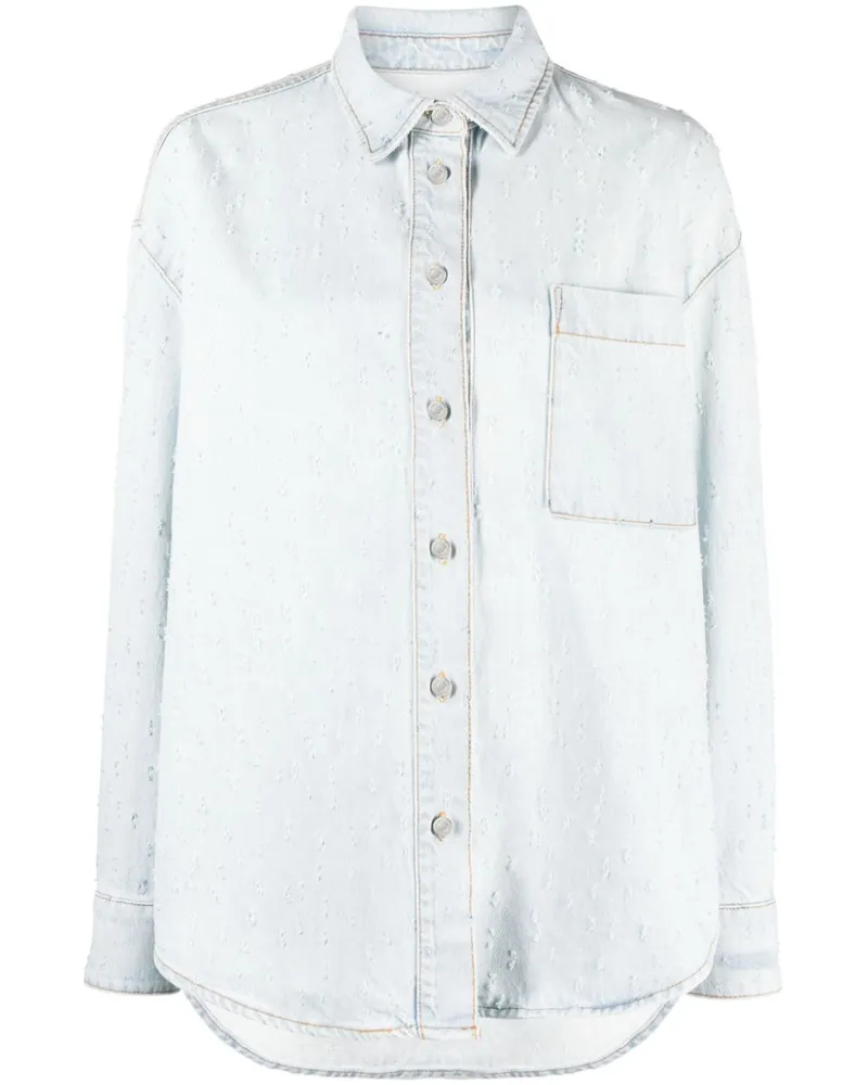 MSGM Jeanshemd mit Distressed-Detail - Blau Blau
