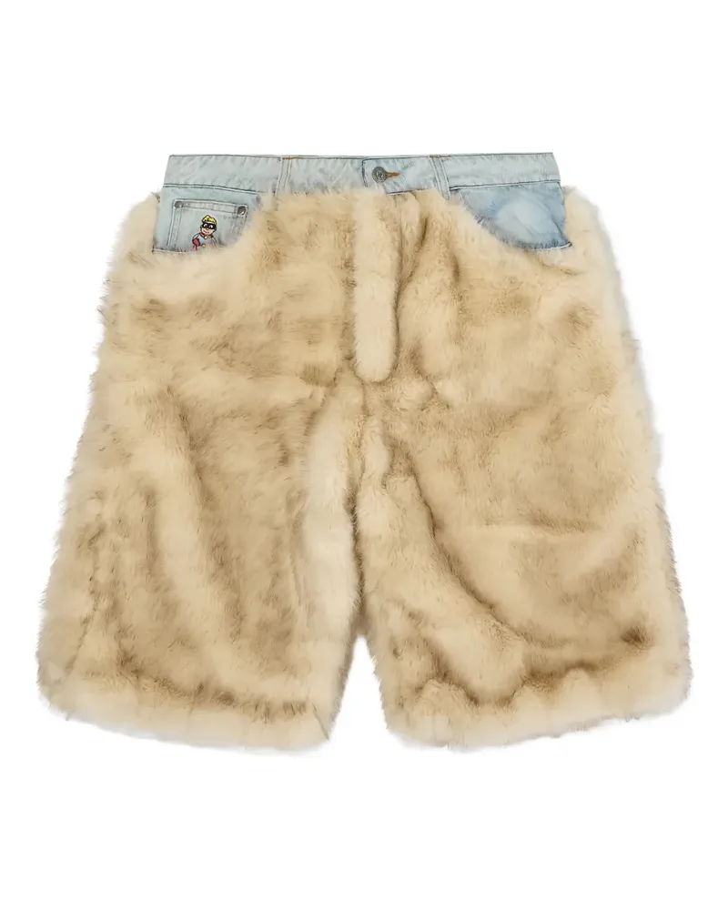 KidSuper faux-fur rear-pocket shorts - Nude Nude