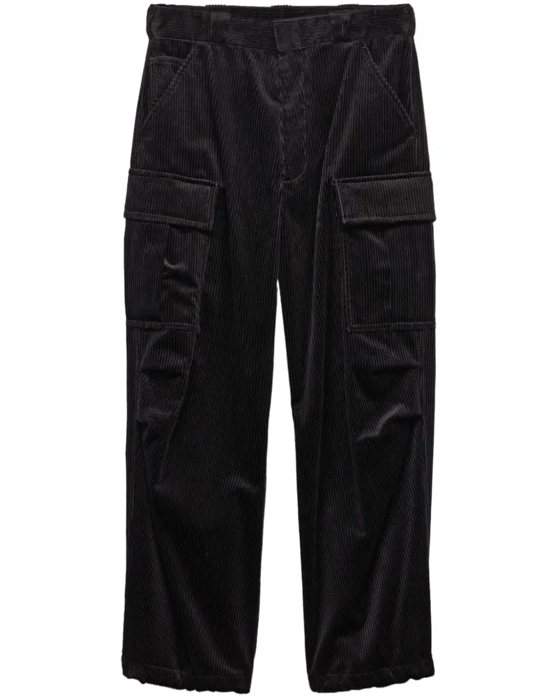 Prada Tapered-Hose aus Cord mit Triangel-Emaille - Schwarz Schwarz