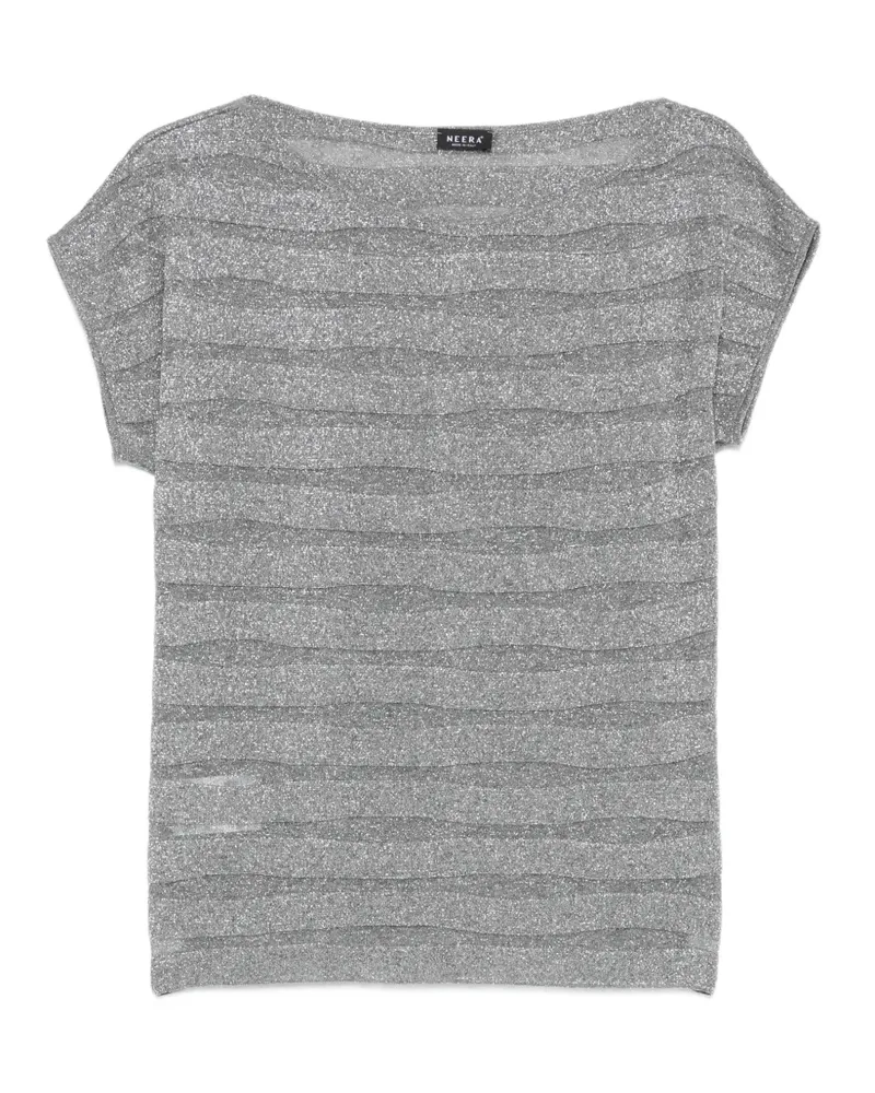 NEERA lurex stripe T-shirt - Grau Grau