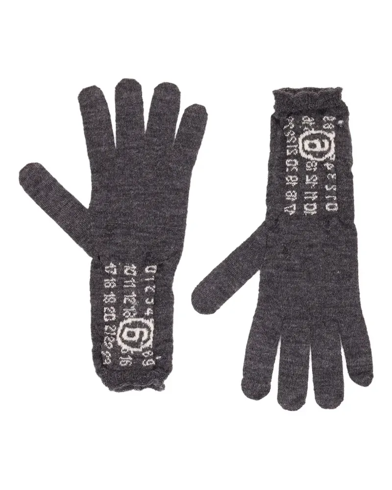 Maison Margiela Handschuhe mit Nummern-Motiv - Grau Grau