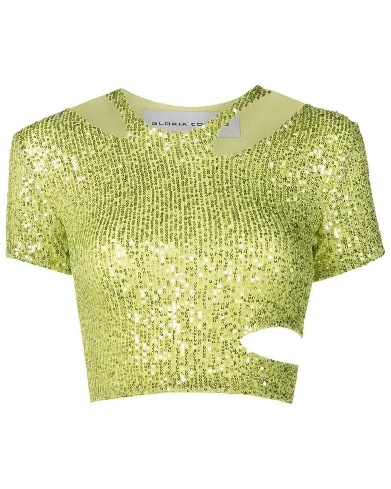 Gloria Coelho Cropped-Top mit Pailletten - Grün Grün