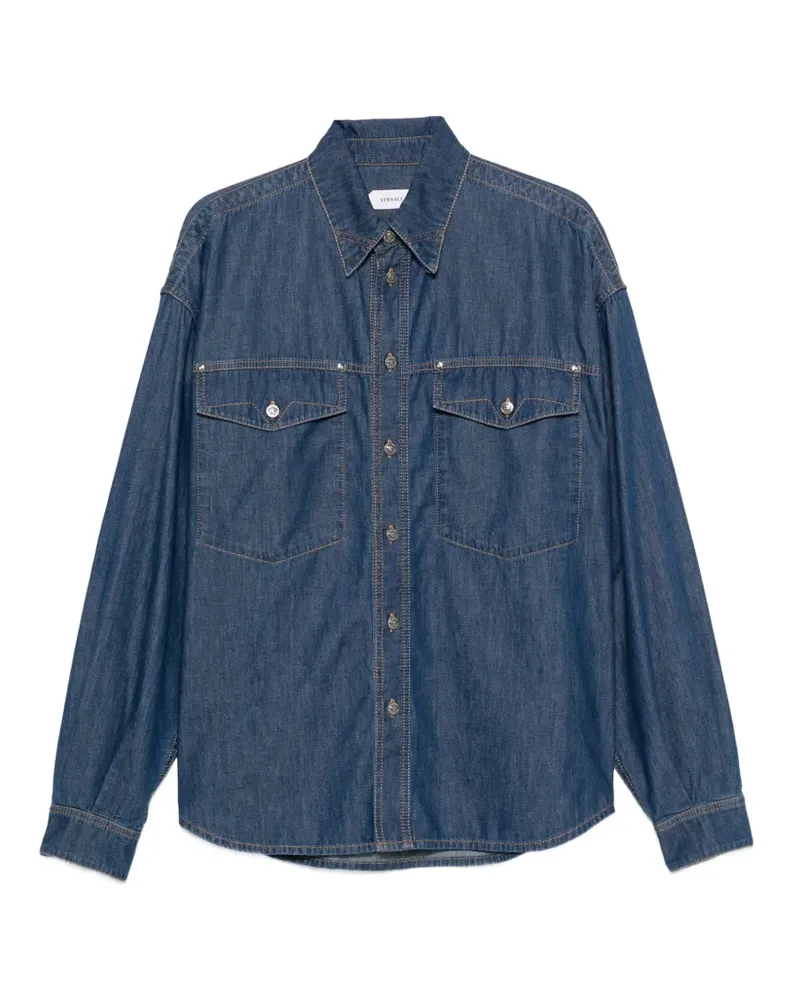 Versace Hemd mit Logo-Stickerei - Blau Blau