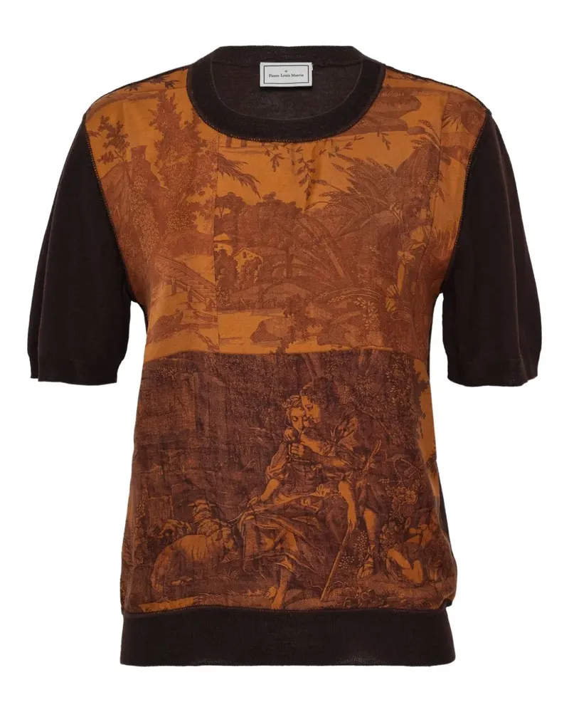 Pierre-Louis Mascia graphic wool-knit T-shirt - Braun Braun