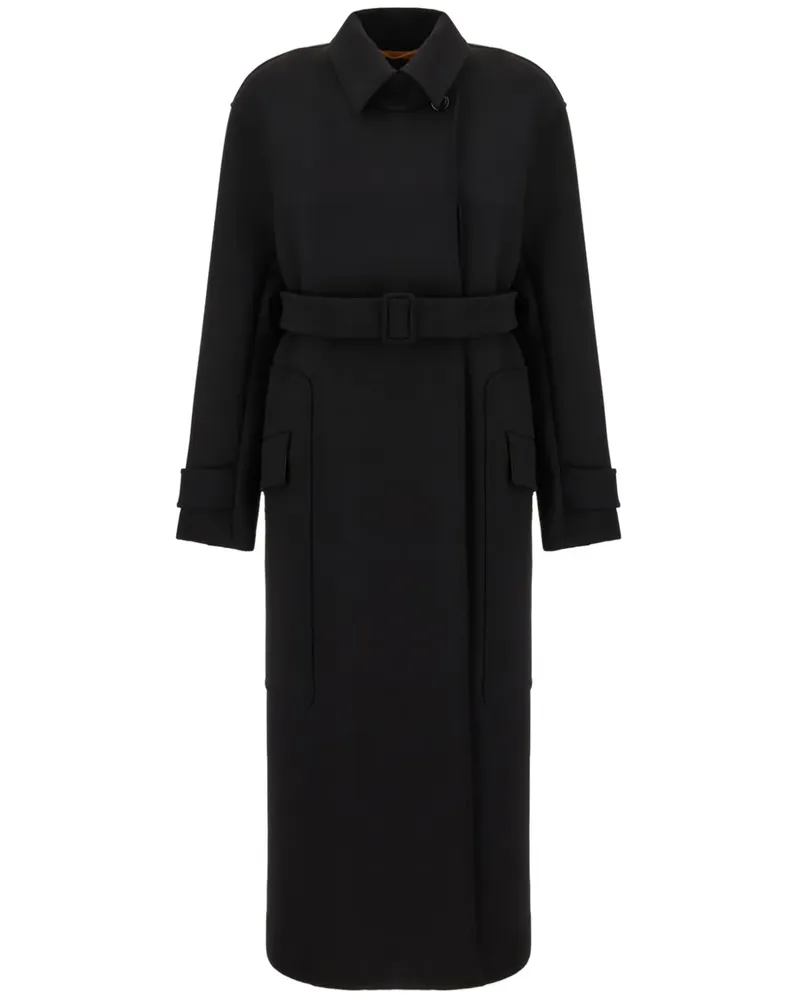 Max Mara Langer Mantel mit Gürtel - Schwarz Schwarz