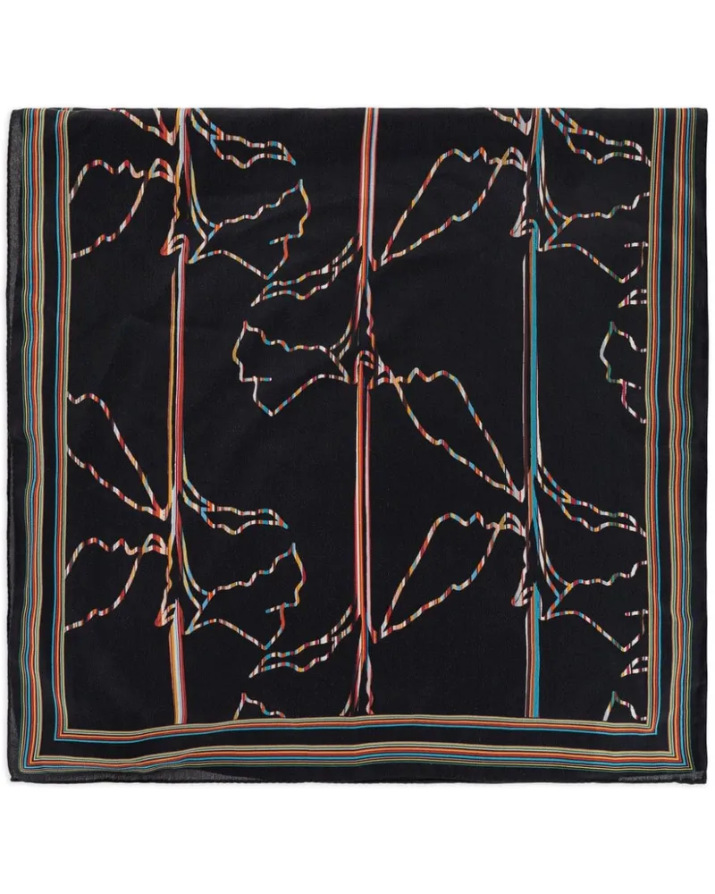Paul Smith Seidenschal mit Magnolien-Print - Schwarz Schwarz