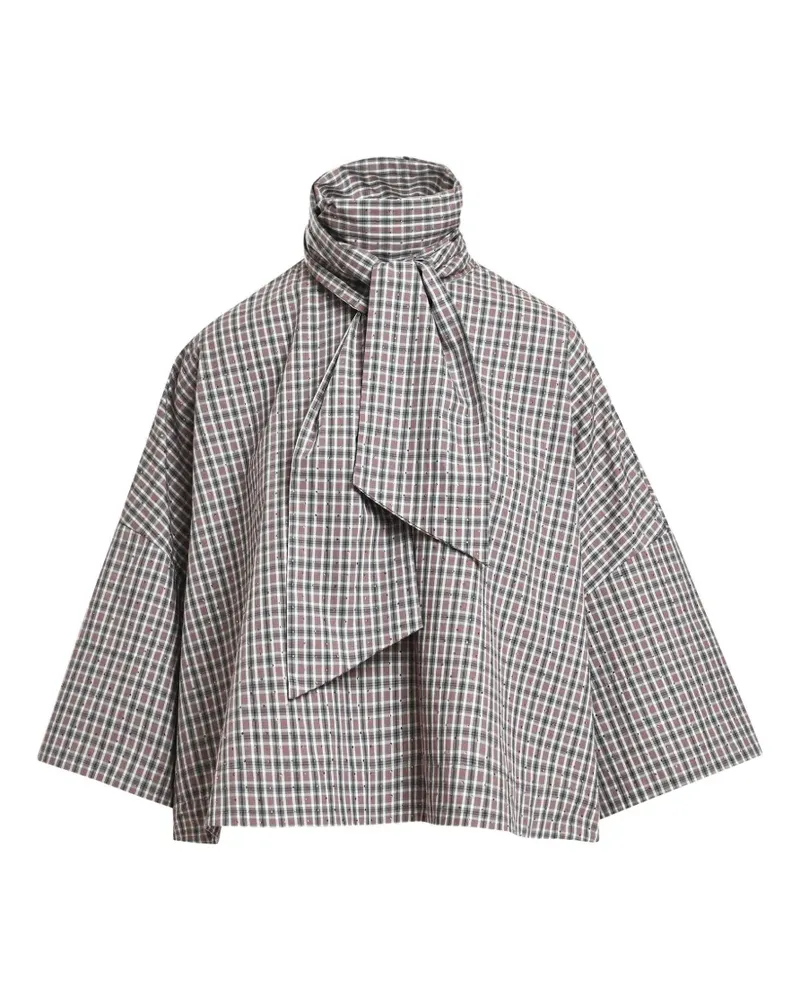 Essentiel Bluse mit strassverzierter Schleife - Grau Grau