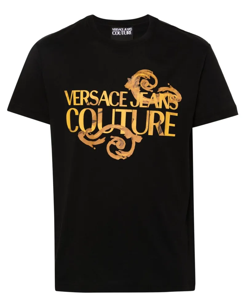 Versace Jeans T-Shirt mit Logo-Print Schwarz