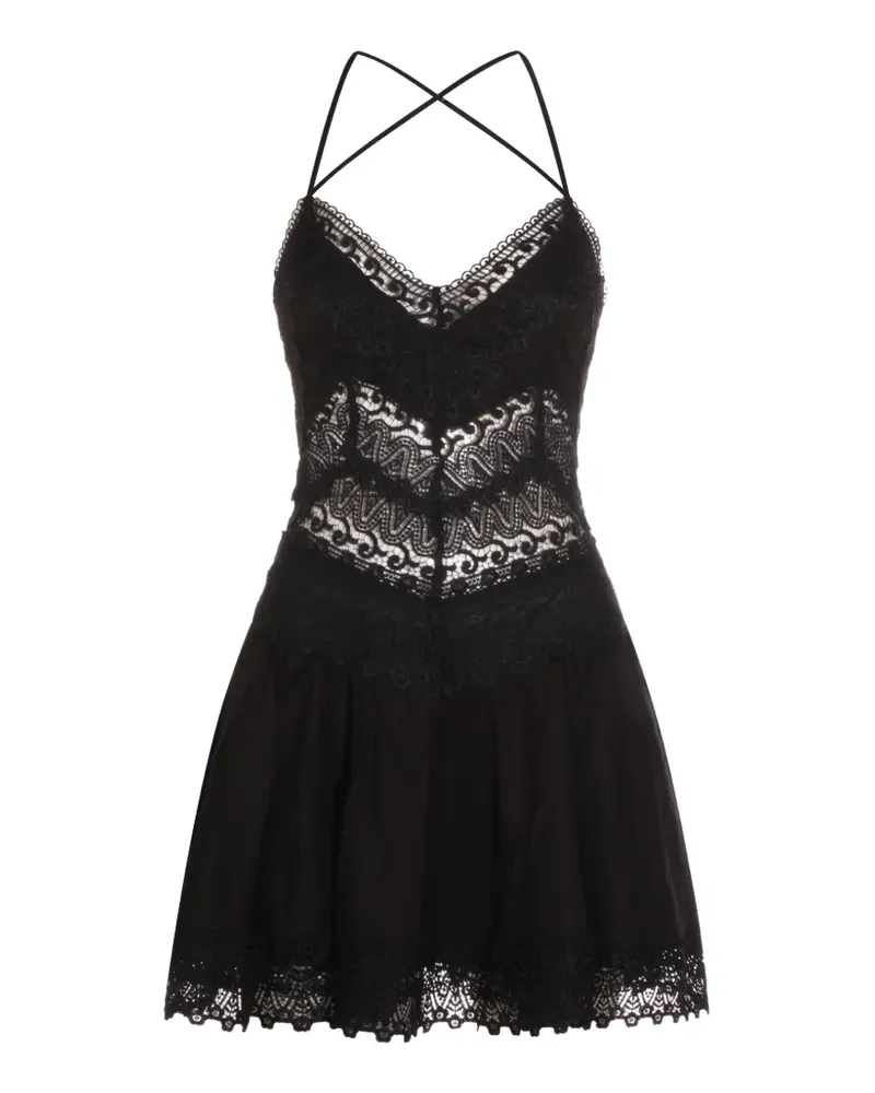 Charo Ruiz Aveline Minikleid mit Spitzenriemen - Schwarz Schwarz