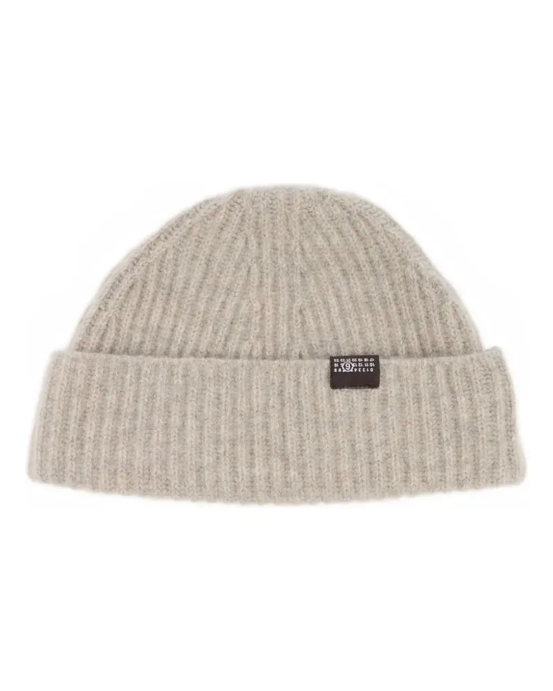 Maison Margiela Gerippte Beanie mit Logo-Patch - Nude Nude