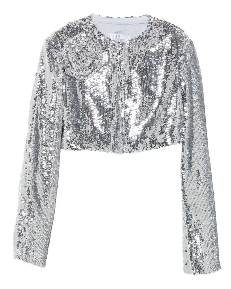 Giuseppe di Morabito Paillettenjacke mit Rosendetail - Silber Silber
