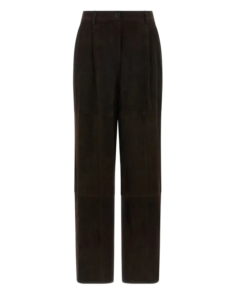 P.A.R.O.S.H. P.A.R.O H. Monet25W panelled pleated suede trousers - Braun Braun