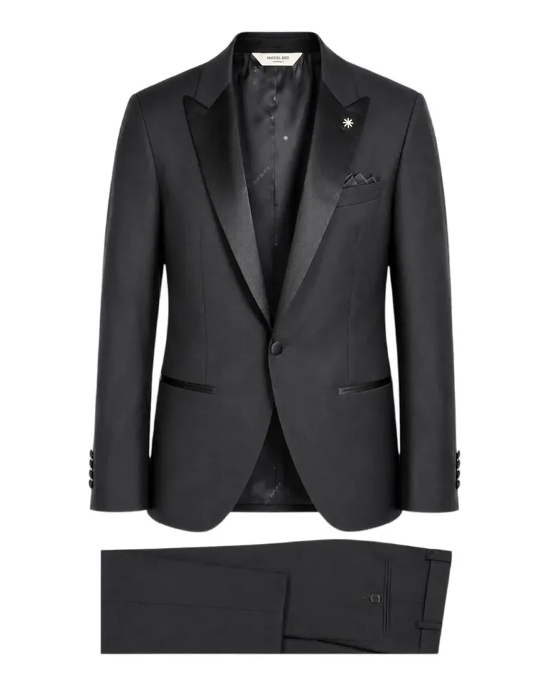 Manuel Ritz satin-lapel single-breasted suit - Schwarz Schwarz