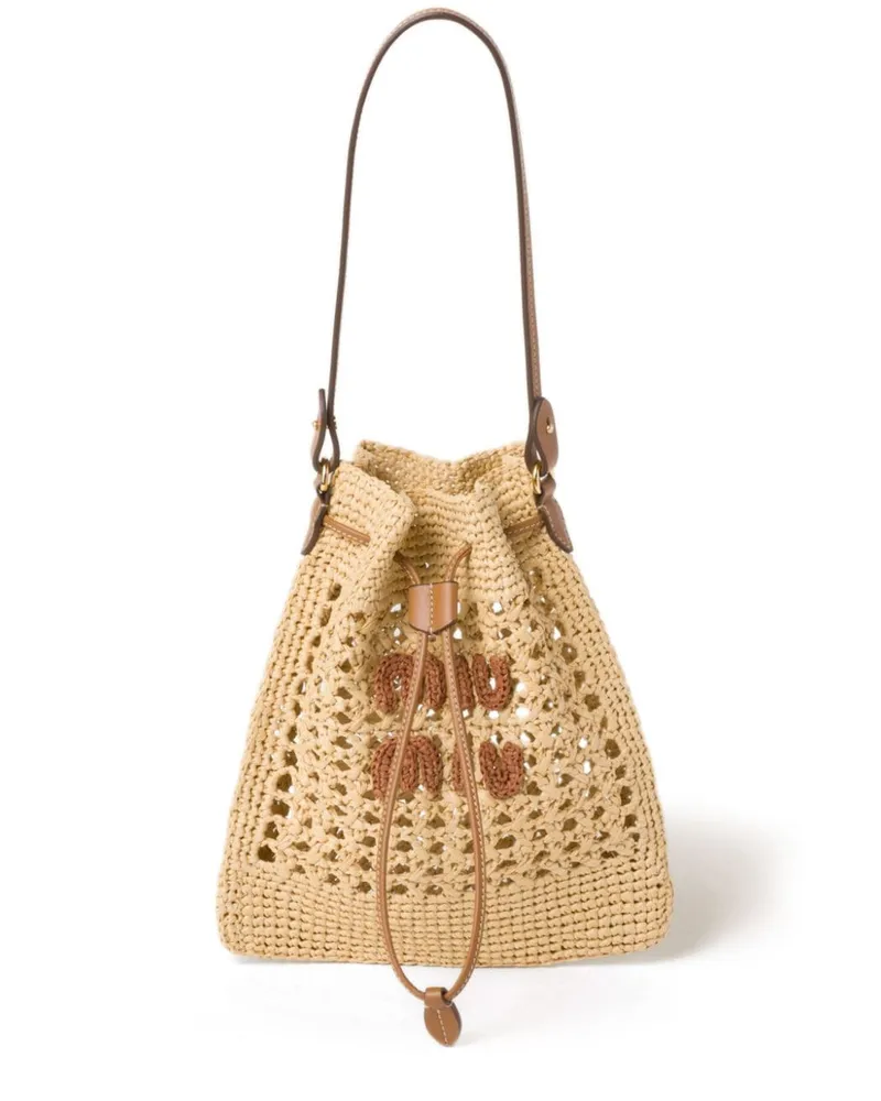 Miu Miu Gewebte Mini-Tasche aus Bast - Nude Nude