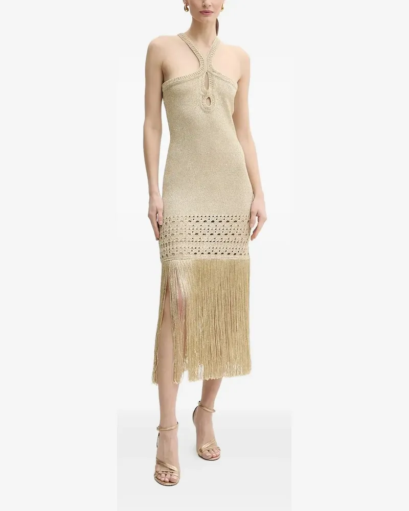 Simona Corsellini Midikleid mit Fransensaum - Nude Nude