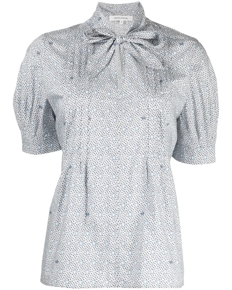 Kitsuné Poloshirt mit Monogrammmuster - Blau Blau