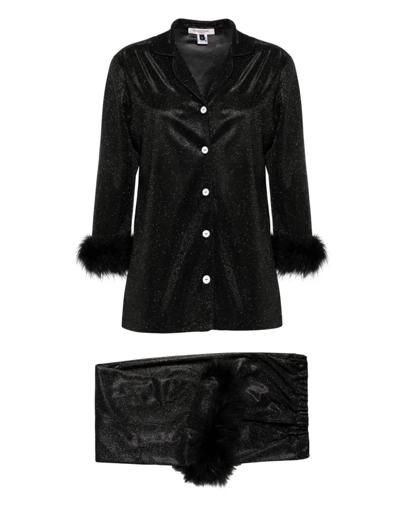 Gilda & Pearl Starlet Lurex-Pyjama - Schwarz Schwarz