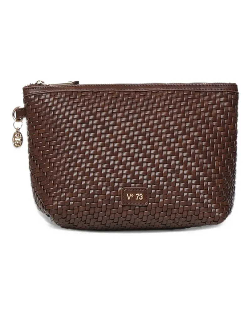 V°73 Zelda woven-effect logo-plaque clutch bag - Braun Braun