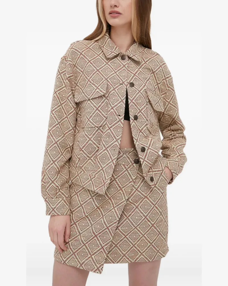 Samsøe & Samsøe Gemusterte Jacke mit Knöpfen - Braun Braun