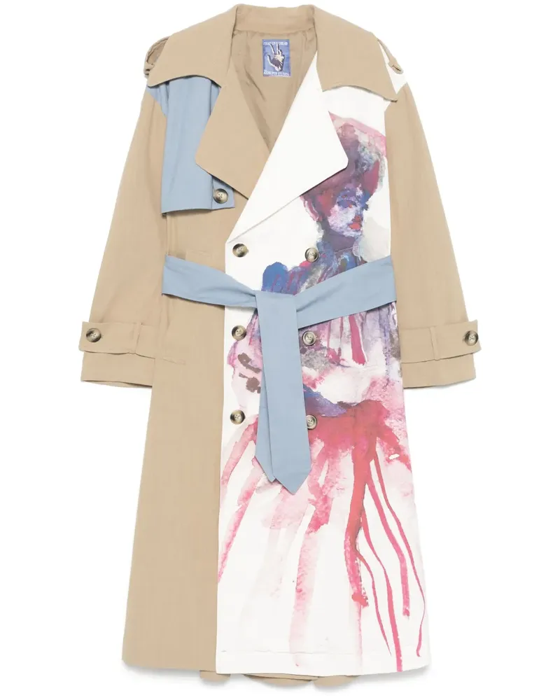 KidSuper Trenchcoat mit bemalten Einsätzen - Braun Braun