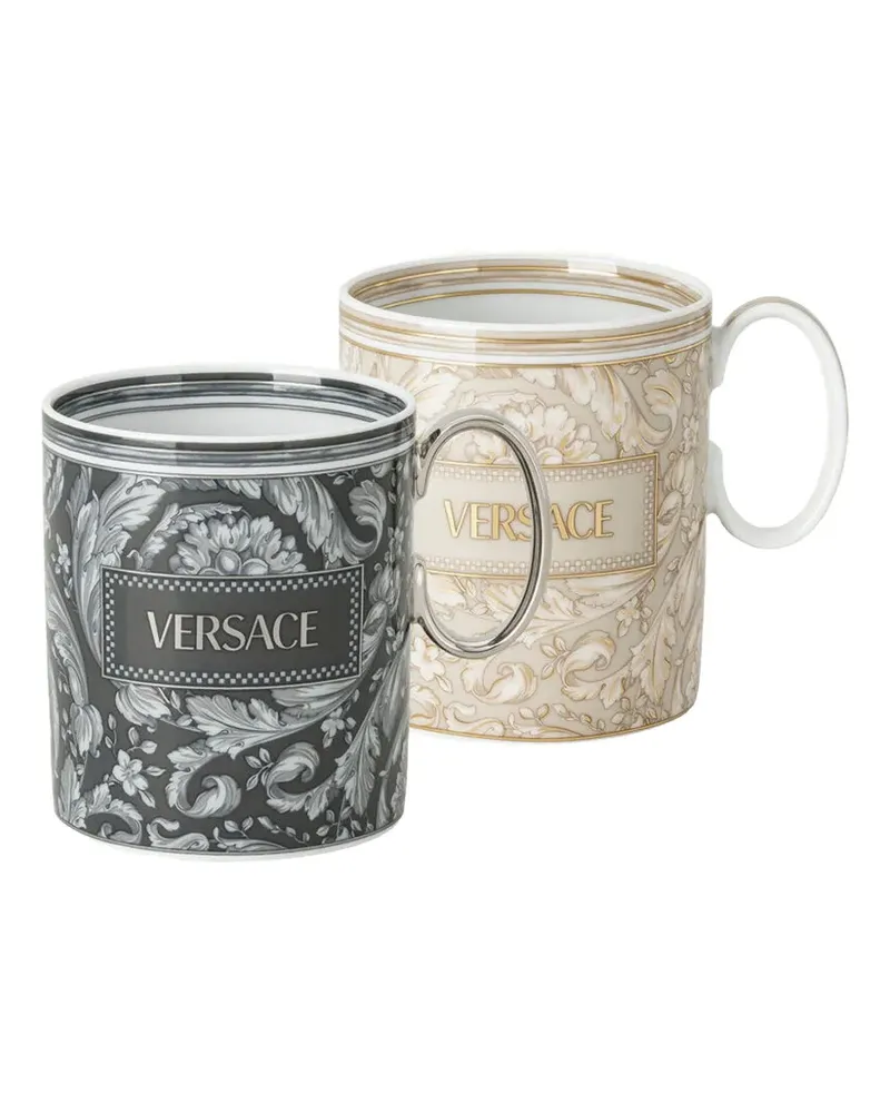 Versace Barocco Tassen mit Logo-Detail (2er-Set) - Grau Grau