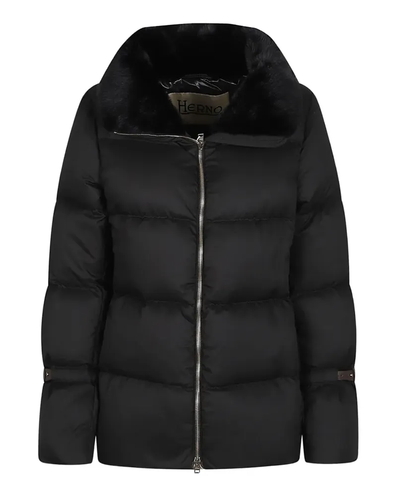 Herno Gefütterter Mantel mit Faux-Fur-Kragen - Schwarz Schwarz