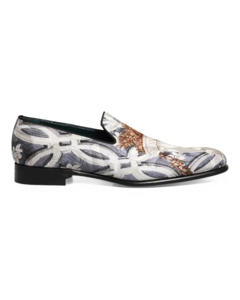Dolce & Gabbana floral-tapestry embroidered loafers - Grau Grau