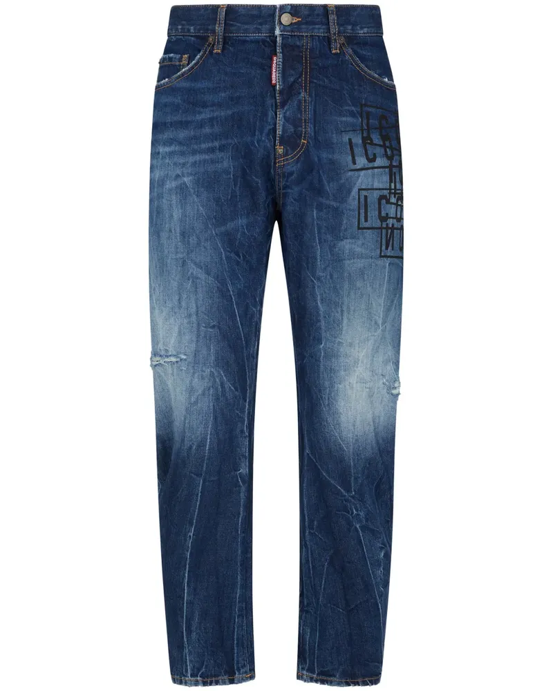 Dsquared2 Gerade Jeans mit "Icon"-Print - Blau Blau