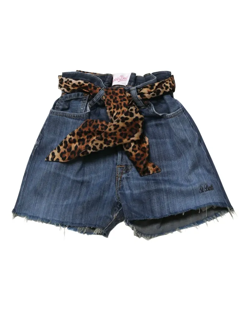 MC2 Saint Barth leopard-print denim shorts - Blau Blau