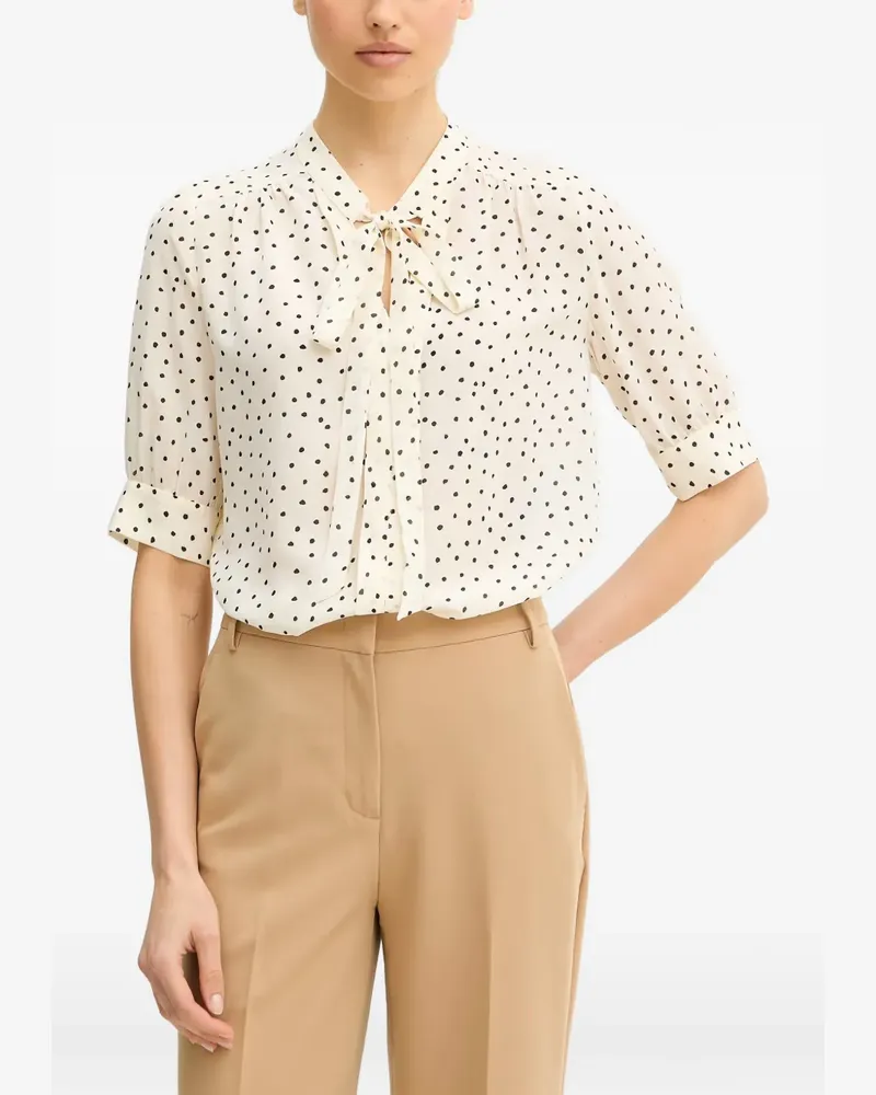 Luisa Spagnoli Barcolana Bluse aus Chinakrepp mit Polka Dots - Nude Nude
