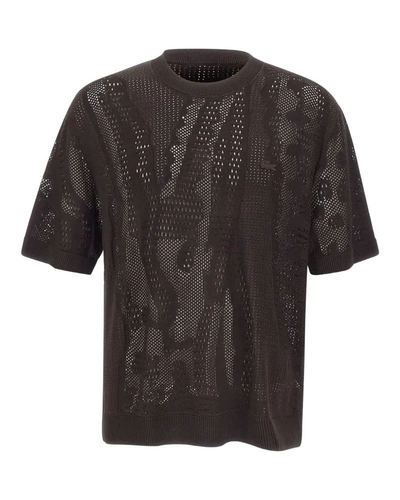 Lacoste crocodile-motif mesh-knit sweatshirt - Braun Braun