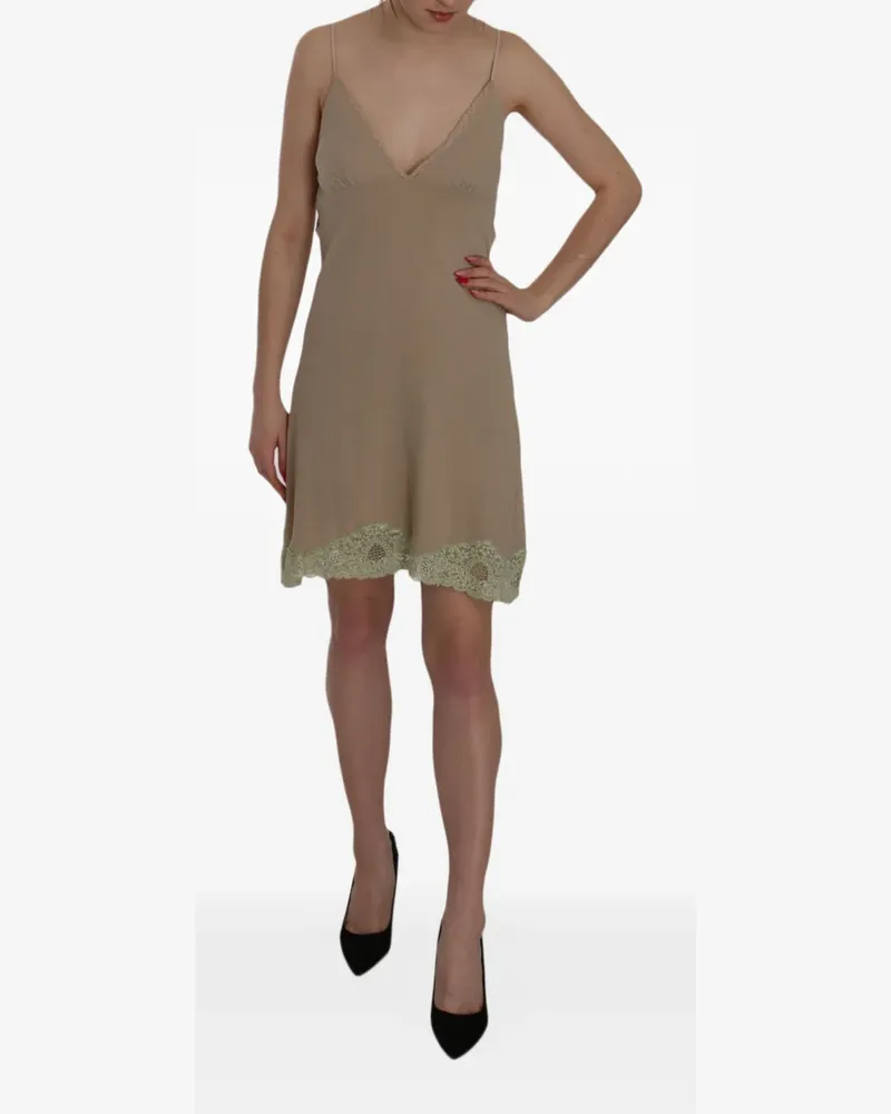 Pink Memories Spaghettikleid mit Spitzenbesatz - Nude Nude