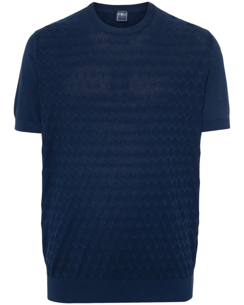 Fedeli Geometrisch gemustertes T-Shirt Blau