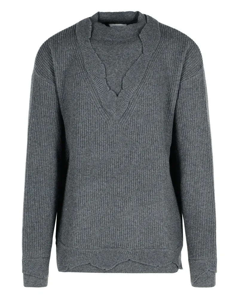 Laneus Gerippter Strickpullover - Grau Grau