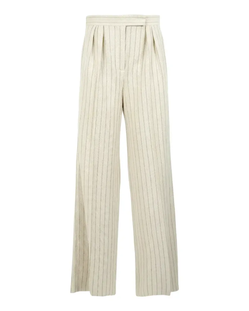 Max Mara Bundfaltenhose mit Nadelstreifen - Nude Nude