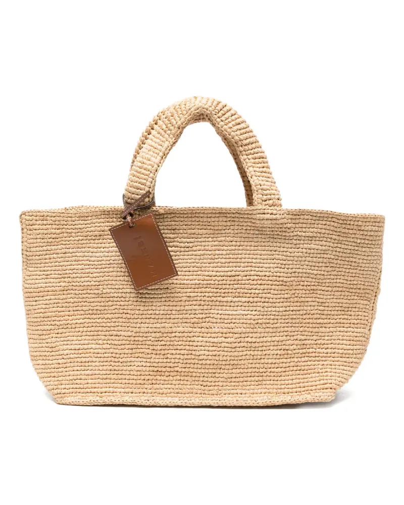 Manebí medium New Sunset woven-raffia tote bag - Nude Nude