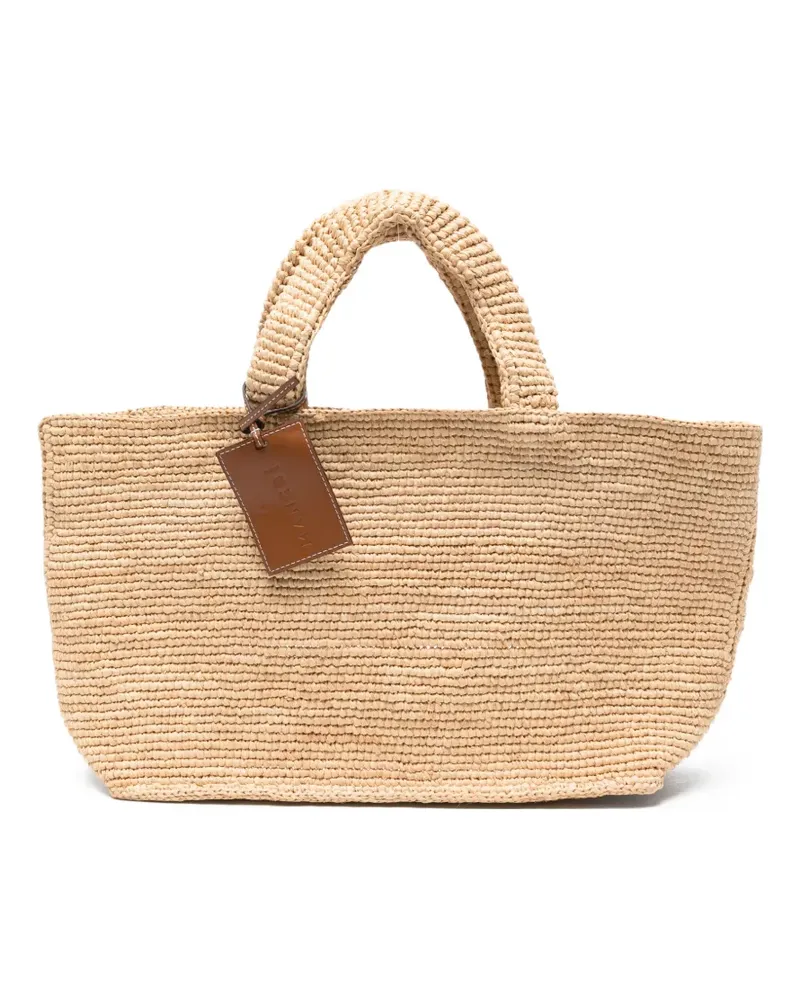 Manebí medium New Sunset woven-raffia tote bag - Nude Nude