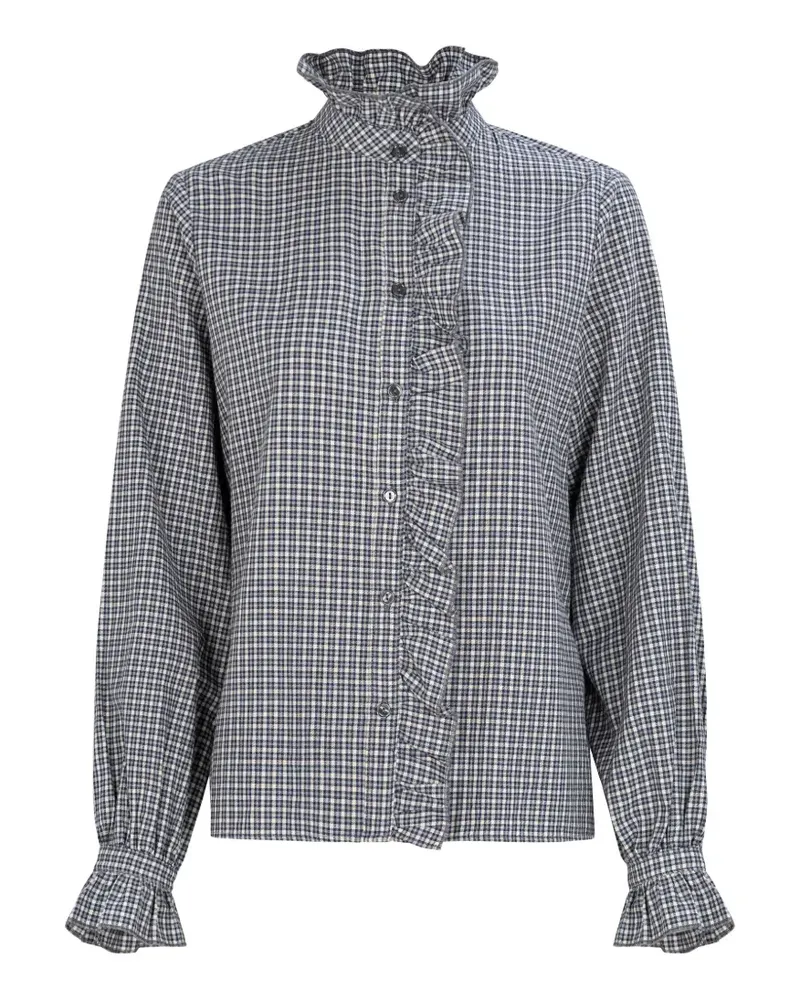 True Religion Liana ruffled gingham-check blouse - Grau Grau