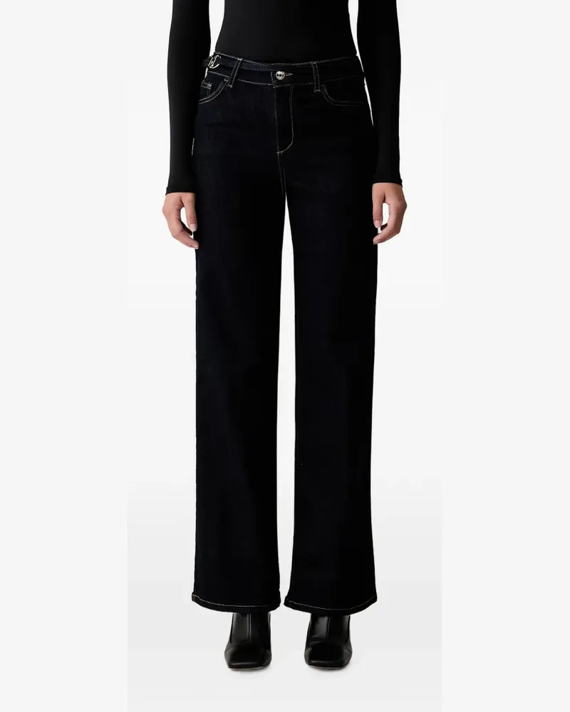 Liu Jo Wide-Leg-Jeans mit Logo-Schild - Blau Blau