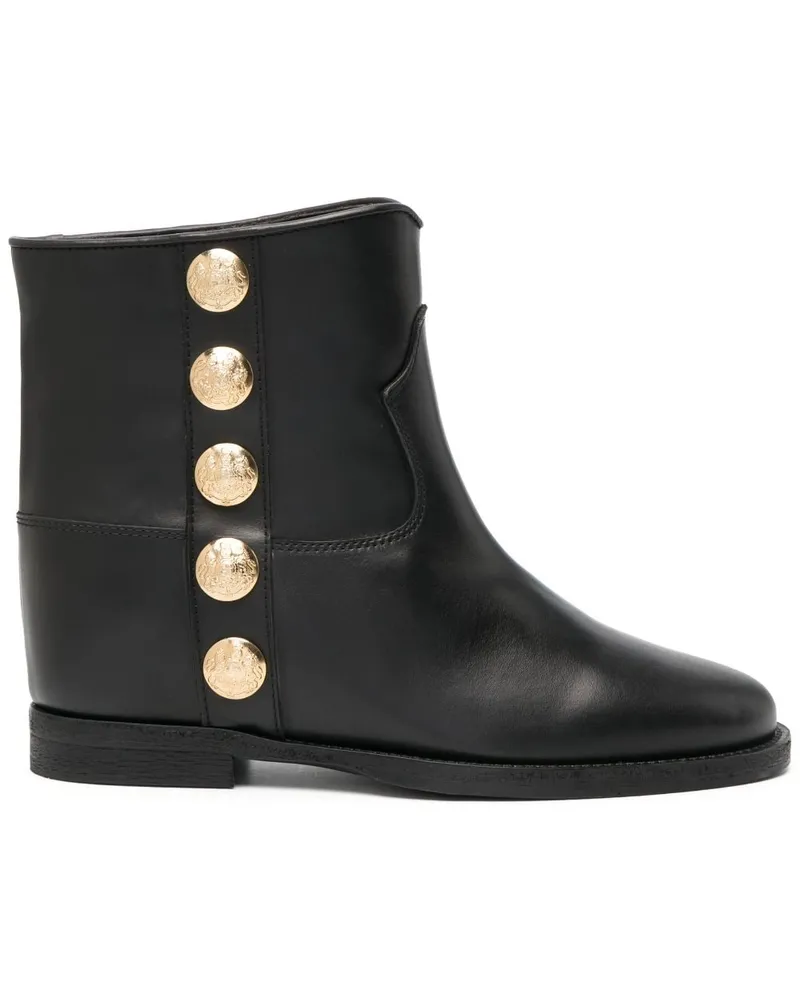 Via Roma 15 Stiefeletten aus Leder Schwarz